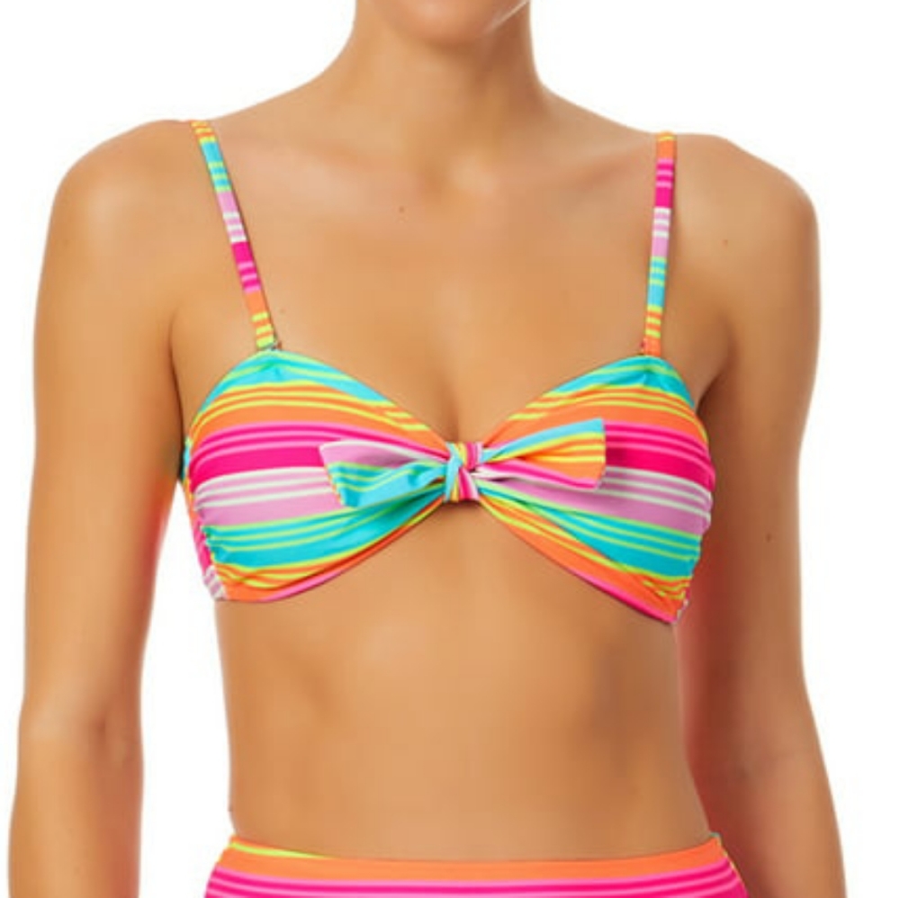 New colorful rainbow swim top size large